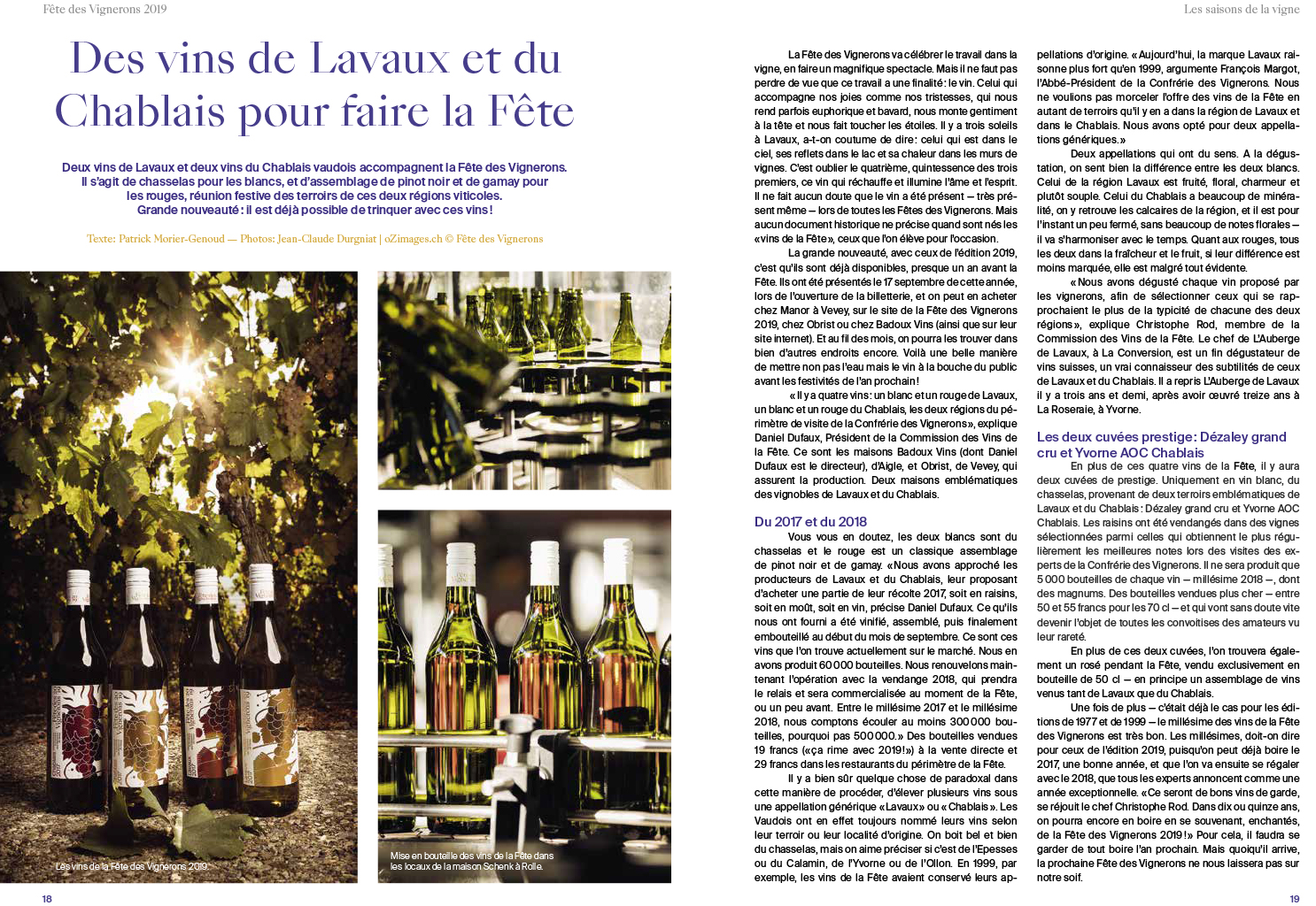 Des vins de Lavaux et du Chablais pour faire la Fête | 2018